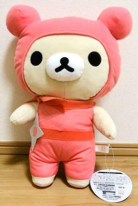 Rilakkuma Korilakkuma NINJA BIG Plush Doll Pink Limited to JAPAN 15in SAN-X