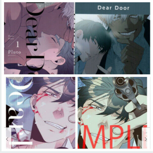 Japanese BL Comic Dear Door Vol.1+ 4p Leaflet + Vol.2+Postcard Tenzen momoko