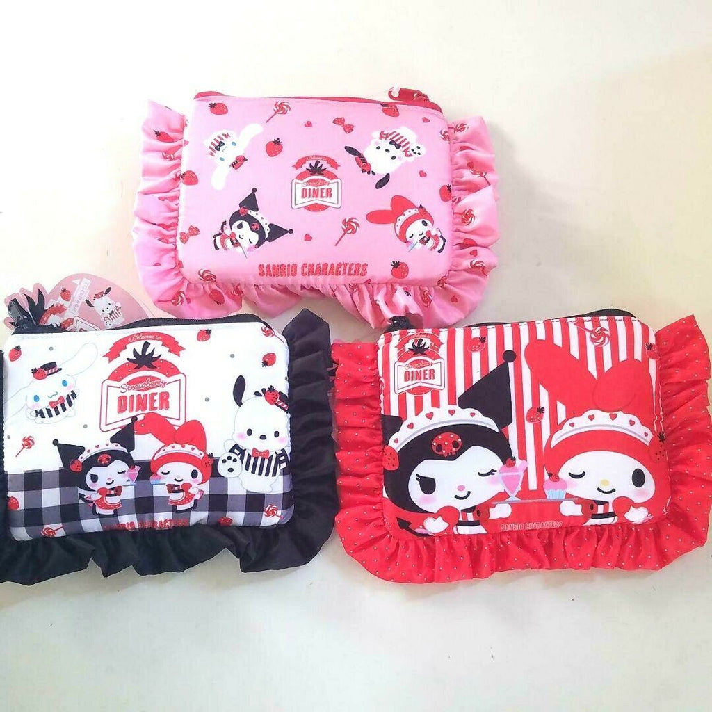 Sanrio Strawberry DINER Pouch with Frill 3PCS Complete SET Limited to JP