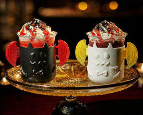 Starbucks Halloween Cup Stand 2PCS SET Black White Exclusive to JAPAN